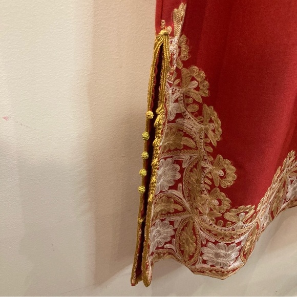 HANDMADE Kaftan Sz L Embroidered Neckline Hem and Cuffs Floor  Length - Picture 8 of 12